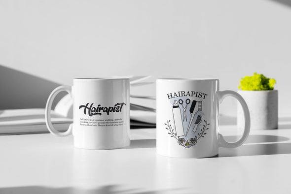 Hairapist Mug | Personalized Coffee Mug for Hairstylist | Birthday Gift for Hair Dresser | Christmas Gift for Friend | White Ceramic Mug