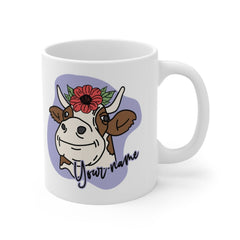 Personalized Cow Mug for Women - Peeking Cow Coffee Mug - Cute Gift for Cow Lovers - Design Printed on Both Sides Mug 11oz