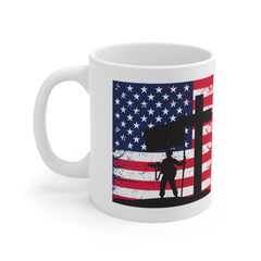 Patriotic Yard Flag Mug - American Flag - Home of the Free Because of the Brave - Support Our Troops - Print on Front Side Mug 11oz