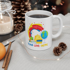 Teacher Travel Mug - Teach Love Inspire Travel Mug - Teacher Appreciation Gifts - Smooth Printed Design on Both Sides Mug 11oz