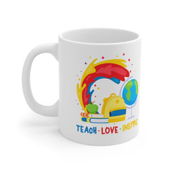 Teacher Travel Mug - Teach Love Inspire Travel Mug - Teacher Appreciation Gifts - Smooth Printed Design on Both Sides Mug 11oz