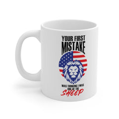 Patriot Not a Sheep Tumbler  - FLAWED See Second Photo- Smooth Printed Wraparound Design Mug 11oz