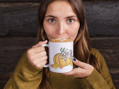 Big Pumpkin Garden Flag - Fall Mug - Outdoor Autumn Decor -  on White - Print Design on Front Side  Mug 11oz