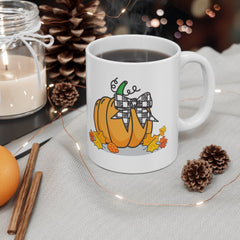 Big Pumpkin Garden Flag - Fall Mug - Outdoor Autumn Decor -  on White - Print Design on Front Side  Mug 11oz