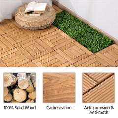 12" x 12" Wood Interlocking Deck Tile They Can be Applied to The Deck, Poolside, Balcony, Gazebo, Greenhouse