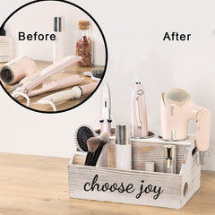 Wooden Hair Tool Organizer, Curling Iron Holder, Blow Hair Dryer and Straightener Holder, Flat Iron Holder, Hair Accessories Product