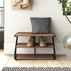 Rustic Z-Frame 3-Level 9 Pair Shoe Rack