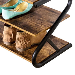 Rustic Z-Frame 3-Level 9 Pair Shoe Rack