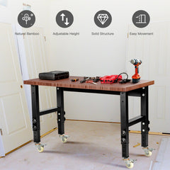 48"×24" Adjustable Height Mobile Workbench with Caster