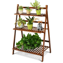 3-tier Folding Bamboo Flower Shelf