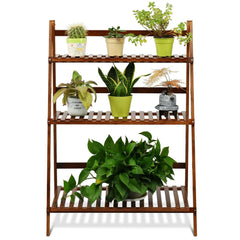 3-tier Folding Bamboo Flower Shelf