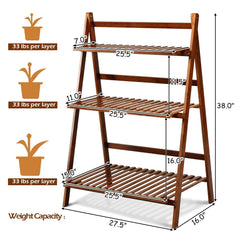 3-tier Folding Bamboo Flower Shelf