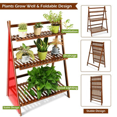 3-tier Folding Bamboo Flower Shelf