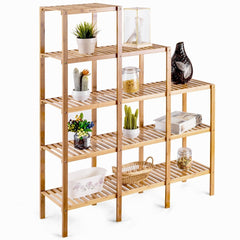 Multifunctional Bamboo Shelf Storage Organizer Rack