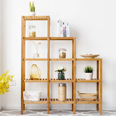 Multifunctional Bamboo Shelf Display Organizer