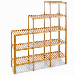 Multifunctional Bamboo Shelf Display Organizer