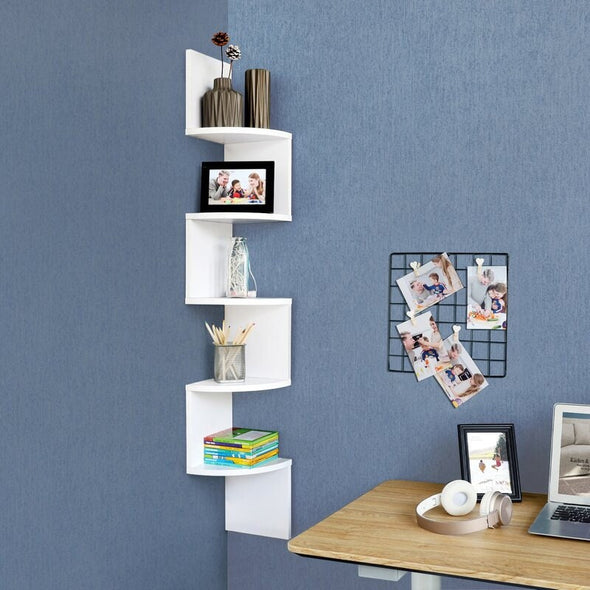 White Corner Bookcase 17 Stories Corner Wall Shelf Offers Ample Space for your Household Items and Decorative