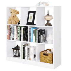 White Bookcase 6 Open Slots and 2 Compartments with Back Panels That you Can Fill Books, Souvenir, and Décor