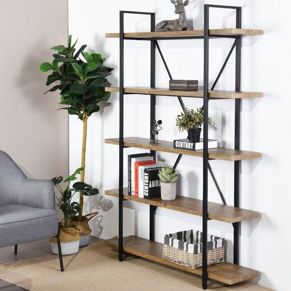 5 Shelves Steel Etagere Bookcase to Your Living Room and Instantly Create a Decorative Display with your Potted Plants and Framed Photos