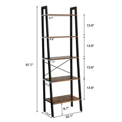 Brown Steel Ladder Bookcase Ladder Shelf is Suitable for any Room Perfect Match and Keep your Home Organized