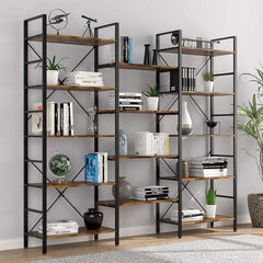 5 Shelves Steel Library Bookcase Open Space Bookshelf Provides Extra Space Enough for Photo Albums, Books, and Toys. The X-Shaped