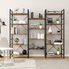 5 Shelves Steel Library Bookcase Open Space Bookshelf Provides Extra Space Enough for Photo Albums, Books, and Toys. The X-Shaped