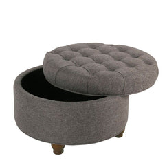 Tufted Round Storage Ottoman with Storage Torage Space To Stow Away Extra Throw Blankets, Set it in The Living Room, Den, Playroom