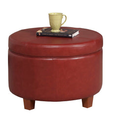 Faux Leather Round Storage Ottoman with Storage Storage Space Under the Removable Top Provides Space to Tuck Away Toys and Spare Blankets