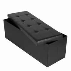 Faux Leather Tufted Rectangle Storage Ottoman with Storage Storage Space Inside for Blankets, Board Games