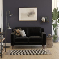 Velvet Square Arm Loveseat Pocket Coil Seating, Padded Armrests, Generous Cushioning, and a Sturdy Wood Frame