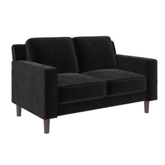 Velvet Square Arm Loveseat Pocket Coil Seating, Padded Armrests, Generous Cushioning, and a Sturdy Wood Frame