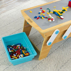 Kids Rectangular Interactive Table 200+ Building Bricks 360-Degree Play Space Allows Multiple Kids To Play Together