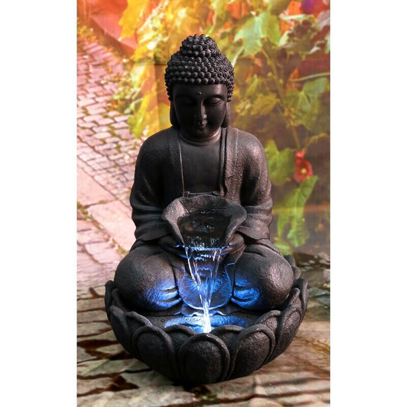 Resin Meditating Buddha Fountain with LED Light Meditating Buddha Fountain is Perfect for your Home or Garden