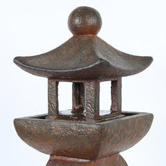 Resin Pagoda Fountain with Light Meditative Casis in your Garden or Patio with the Cascading Water Music