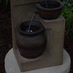 Polystone Solar Fountain with Light Bring Relaxation and Serenity to your Outdoor Space Four Pouring Bowls