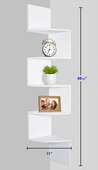 Greenco 5 Tier Wall Mount Corner Shelves White Finish