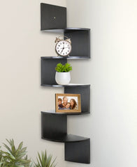 Greenco 5 Tier Wall Mount Corner Shelves White Finish