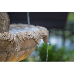 Sandstone Danelle Resin Outdoor Fountain with Light 3-Tiers That Send Water Flowing Pineapple-Shaped Bubbler at Top of a Fountain