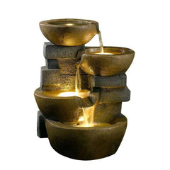 Resin Fiberglass Zen Tiered Pots Fountain with LED Light Bring home the Fountain Cellar Polyresin and Fiberglass Tiered Pots Fountain