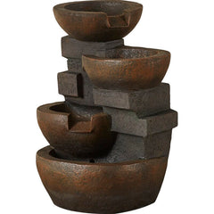 Resin Fiberglass Zen Tiered Pots Fountain with LED Light Bring home the Fountain Cellar Polyresin and Fiberglass Tiered Pots Fountain