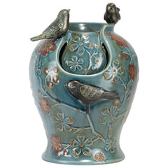 Ceramic Verdigris Songbird Fountain Light Songbirds Dance Along The Edge Of The Light  Two Lovely Birds Perched On Top Of The Fountain