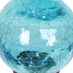 Blue Jetset Solar Glass Crackle Ball Finial Garden Stake Solar Crackle Glass Ball Stake Adds a Decorative Touch To Your Garden Day And Night