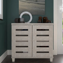 12 Pair Shoe Storage Cabinet Crafted from classy manufactured wood and constructed with stylish