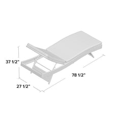 White Long Reclining Single Chaise with Cushions Comfort. With Three Reclining Poses Perfect Position in Which To Soak Up The Sun