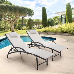 Folding Outdoor Chaise & Lounge Chairs Outdoor Indoor Adjustable Patio Pool Chaise Lounge Weather-Resistant