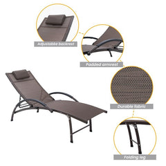 Long Reclining Single Chaise Kick Back and Enjoy The Sun With This Outdoor Chaise Lounge Weather-, Water-, UV-, Rust-, and Scratch-Resistant