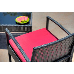 Bright Red 4 Person Seating Group with Cushions Update Your Outdoor Hangout Space Our-Piece Patio Conversation Set Rectangular Coffee Table