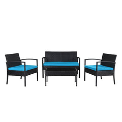 4 Person Seating Group with Cushions Update Your Outdoor Hangout Space Our-Piece Patio Conversation Set Rectangular Coffee Table