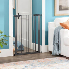 Steel Pressure Mounted Pet Gate Keep Your Pet Safe And Sound with This Freestanding Pet Gate Place It At The Entrance of Your Living Room