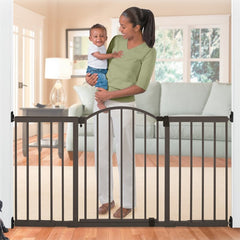 Extra Tall Walk-Thru Safety Gate Expansion Gate For Extra Wide Doorways Keeps Gate Securely in Place Complements Most Home Decor